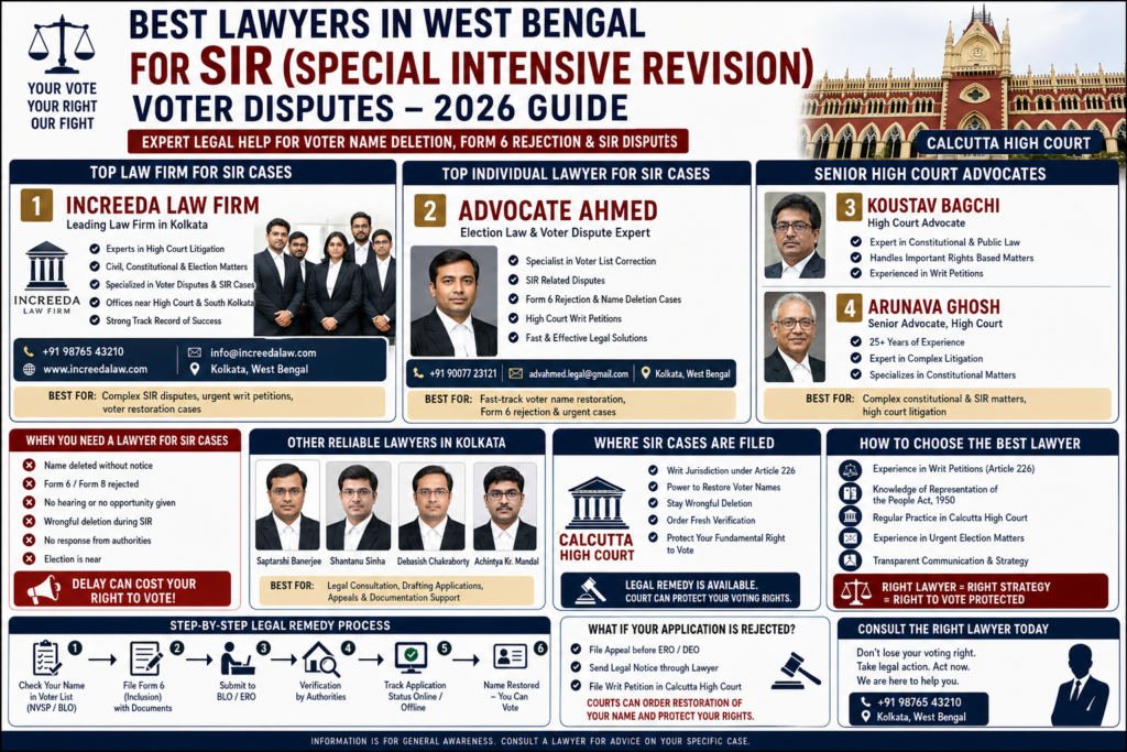 Best Lawyers in West Bengal for SIR (Special Intensive Revision) Voter Disputes – (2026)