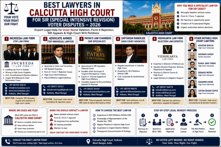 Best Lawyers in Calcutta High Court for SIR (Voter Dispute Cases) – 2026 Guide