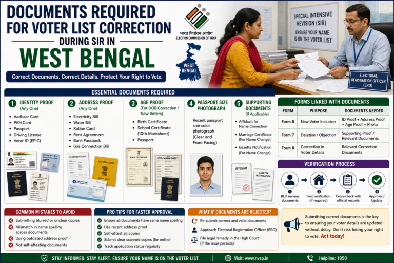 Documents Required for Voter List Correction During SIR in West Bengal (2026 Guide)