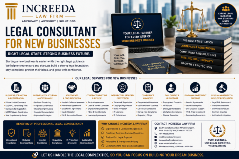 Legal Consultant for New Businesses in Kolkata | Increeda Law Firm