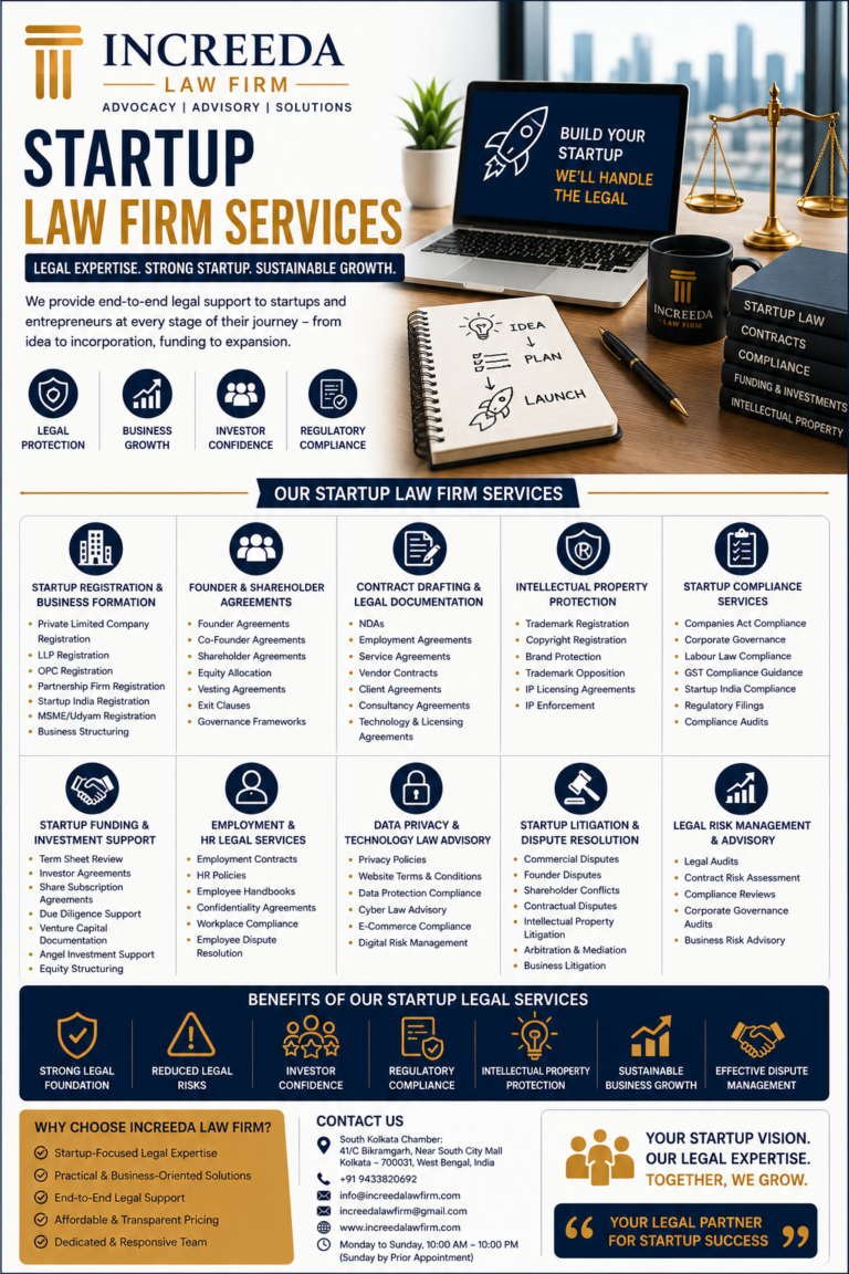 Startup Law Firm Services in Kolkata | Increeda Law Firm
