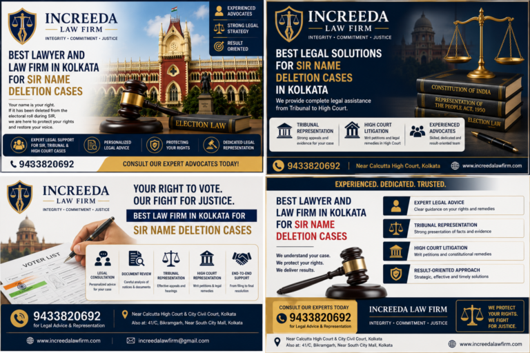 Best Lawyer and Law Firm in Kolkata for SIR Name Deletion Case