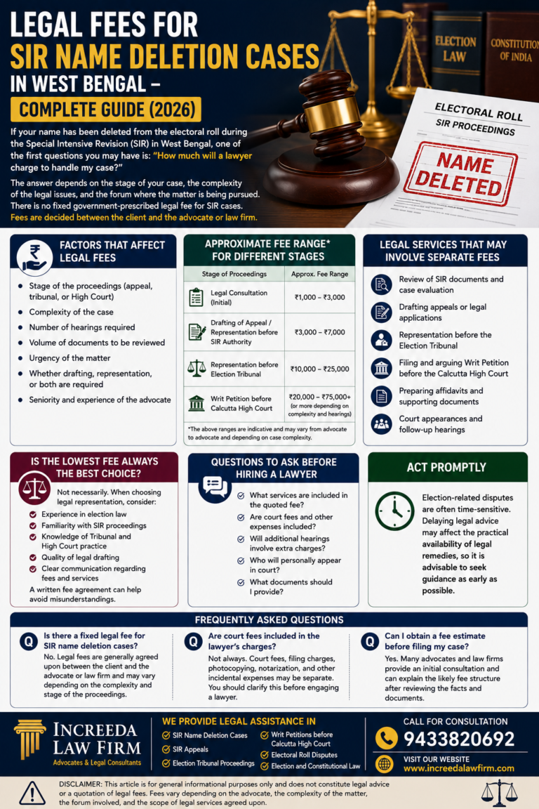 Legal Fees for SIR Name Deletion Cases in West Bengal – Complete Guide 2026