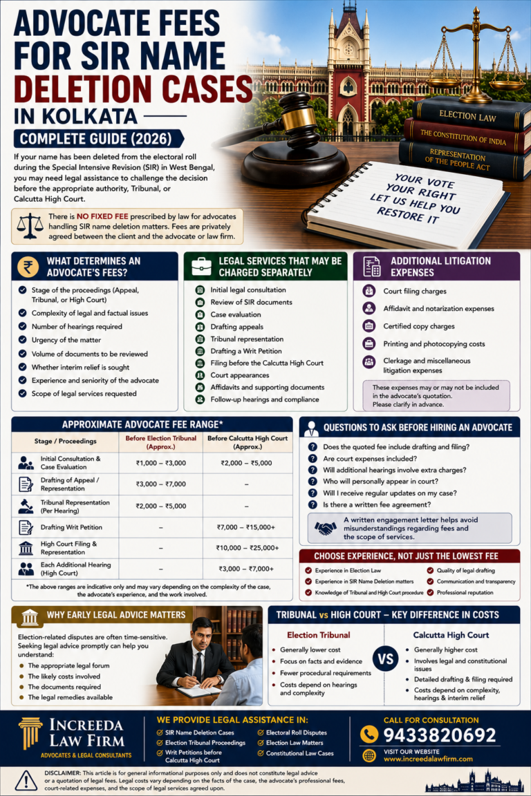 Advocate Fees for SIR Name Deletion Cases in Kolkata (2026 Guide)